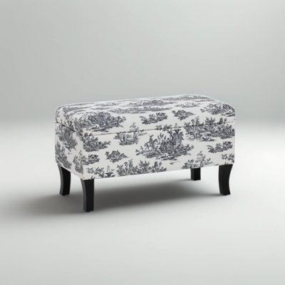 Upholstered Storage Bench With Classic Toile Design, Lift-Top Seat Conceals Spacious Interior Compartment For Home Organization