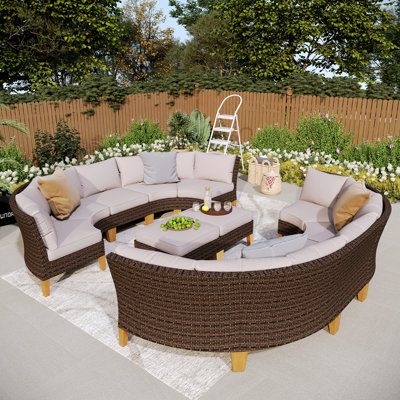 Aysheia All Weather Wicker/Rattan 12 - Person Seating Group with Cushions
