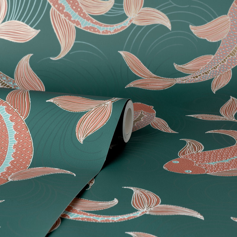 Dashiell Decorative Fish Wallpaper, Teal