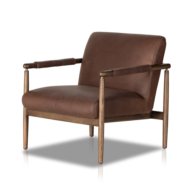 Markia Armchair, Brickhouse Dark Brown Genuine Leather