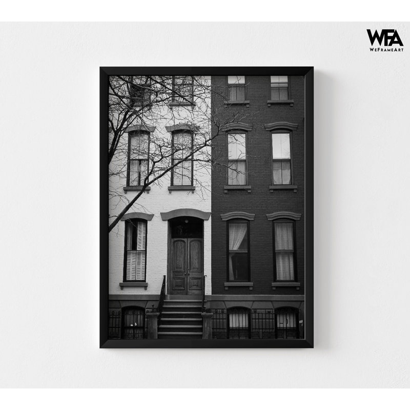 «Perfect Symmetry Buildings», art mural Boho Ying Yang, Cadre noir, H 10 po x l 8 po, Pas de tapis
