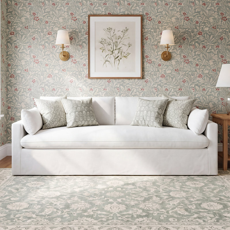Luna 90 " Slipcovered Sofa, Classic Bleach White Twill