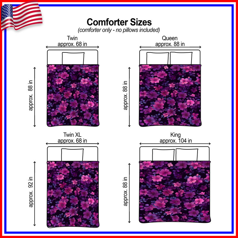 Édredon à motif floral Boho Boho, Édredon très grand, Floral mauve / rose