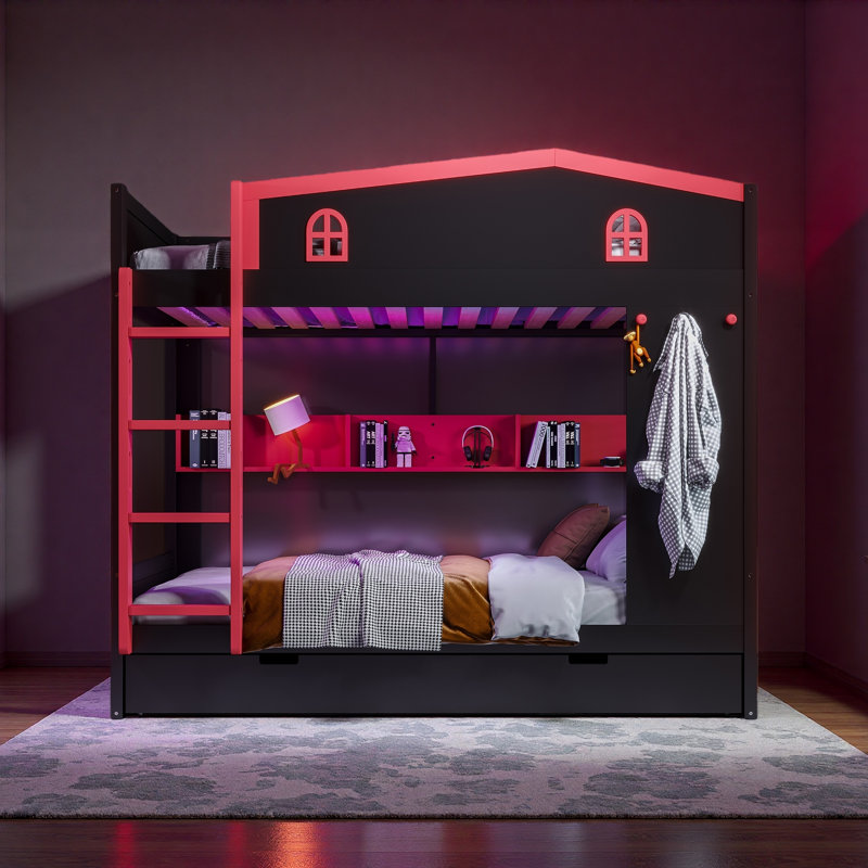 Lit superposé grand sur grand, lits superposés en bois massif avec crochets, aucun sommier nécessaire