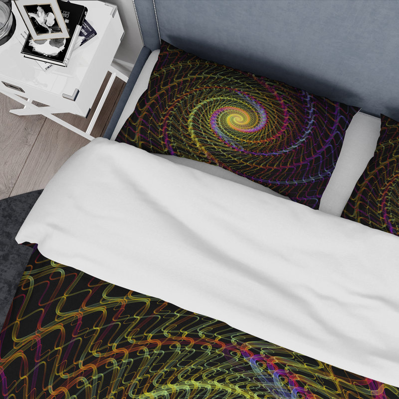 Spiral Fractal Geometric I - Ensemble de housse de couette moderne - Polyester en microfibre