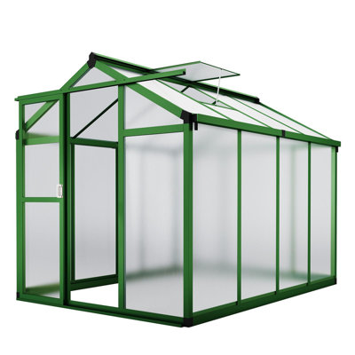 Large Outdoor Walk-In Greenhouse with Aluminum Frame, Polycarbonate Panels, Sliding Door & Roof Vent - Year-Round Growing for Backyard, Garden, Lawn