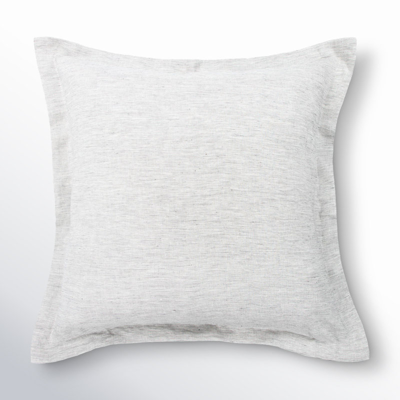 100% French Linen Flanged 26" X 26" Euro Sham, Shadow Pinstripe