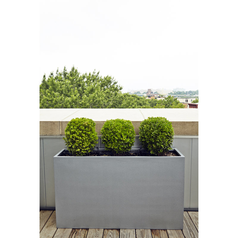 Baker Fiberglass Pot Planter, Faux Aluminium Textured, 70cm H x 140cm W x 30cm D