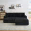 Canapé 88,58 pouces en velours côtelé noir, un pied de rangement simple et quatre coussins, doux comme un nuage, élégant canapé paresseux, convient au salon et au bureau-1738680721