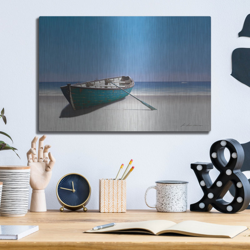 "Bateau bleu" par Zhen-Huan Lu, H 12 po x l 16 po