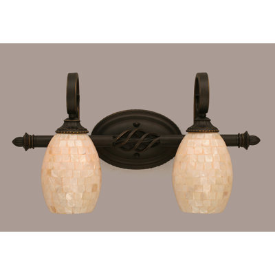 Eleganté 2 Light Bath Bar Shown In Dark Granite Finish With 5" Ivory