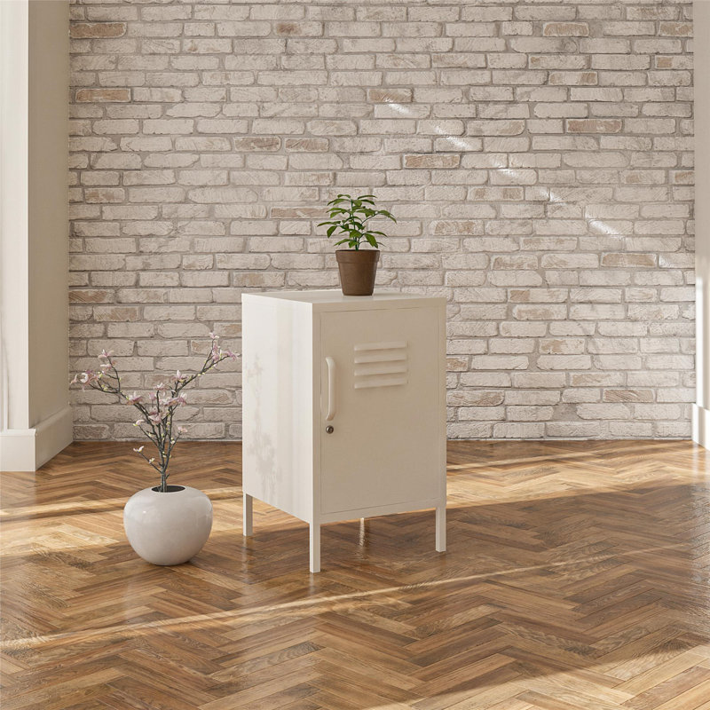 Table de bout avec rangement Gioia, Blanc doux