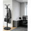 360 Degree Rotating Coat Rack Stand, Freestanding Metal Coat Rack with 14 Hooks and Natural Marble Base, Heavy Duty Coat Tree for Office, Entryway, Hallway, and Bedroom, Black