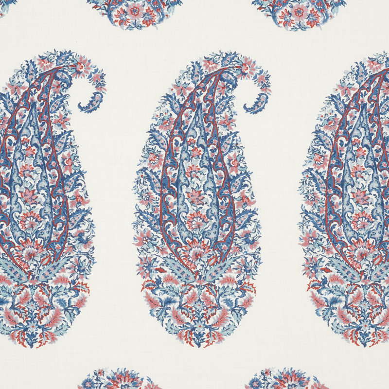 Shirala Paisley Fabric, Delft/Rose