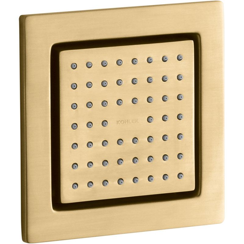 WaterTile Square Adjustable Body Spray, Vibrant Brushed Moderne Brass
