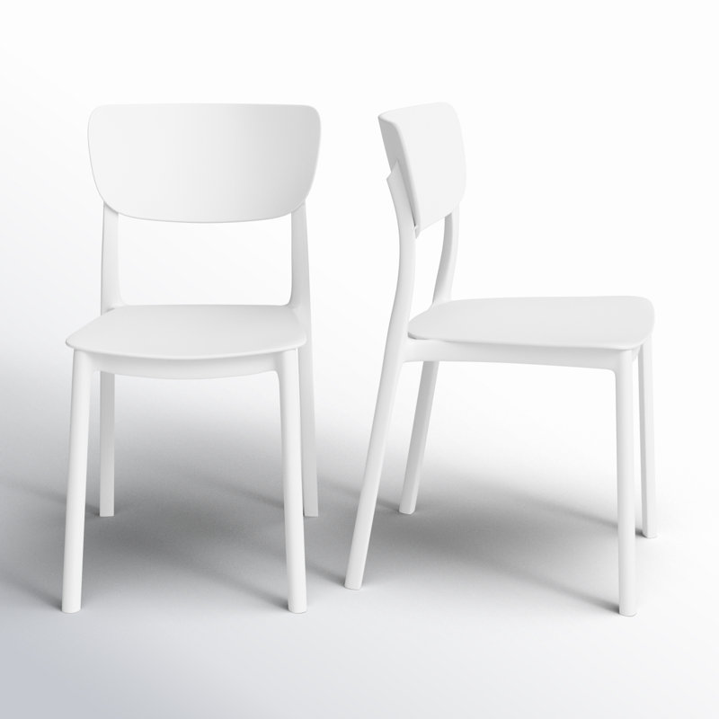 Farrah Outdoor Stacking Dining Side Chair, White