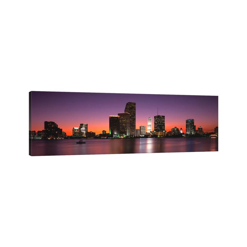 Evening Biscayne Bay Miami FL - Wrapped Canvas Panoramic Print, 152.4 cm H x 50.8 cm W x 1.91 cm D