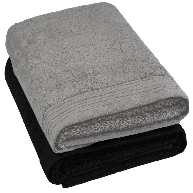 Lorena Midweight Bath Sheet, Black/Silver