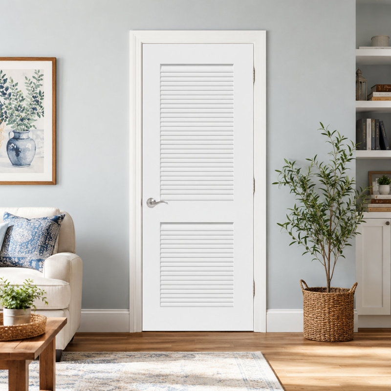 Dalle de porte intérieure 2 panneaux, panneau de fibres à densité moyenne apprêté, style plantation, 24"×80", Right
