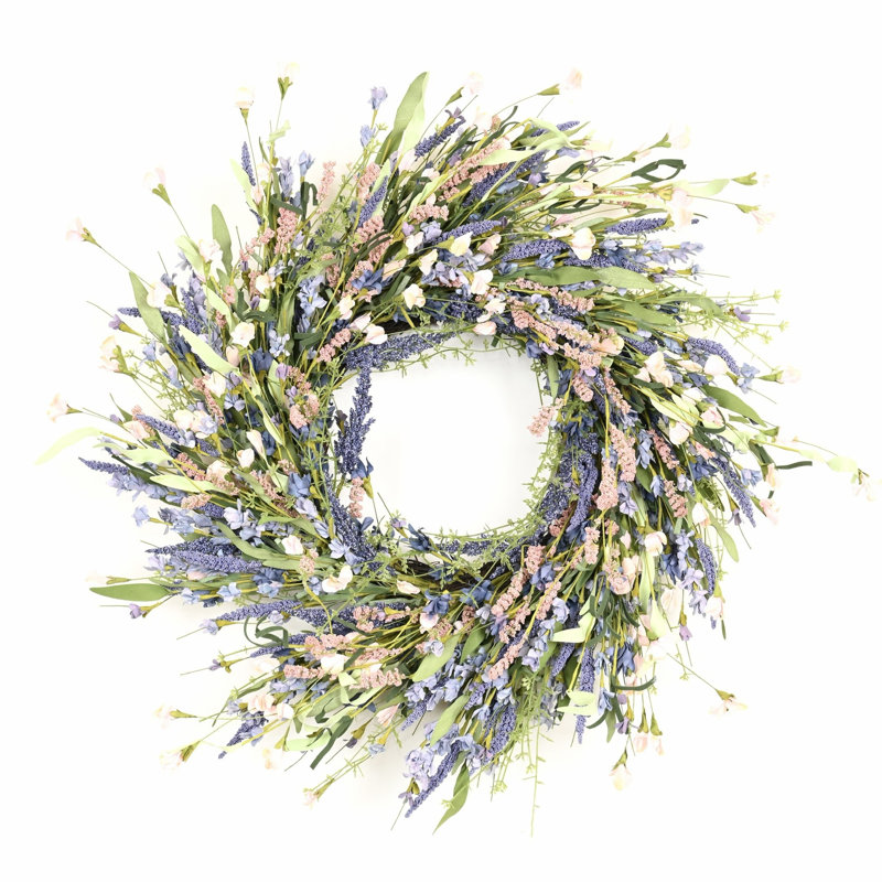 Couronne florale 24 po avec fleurs et fleurs, Rose