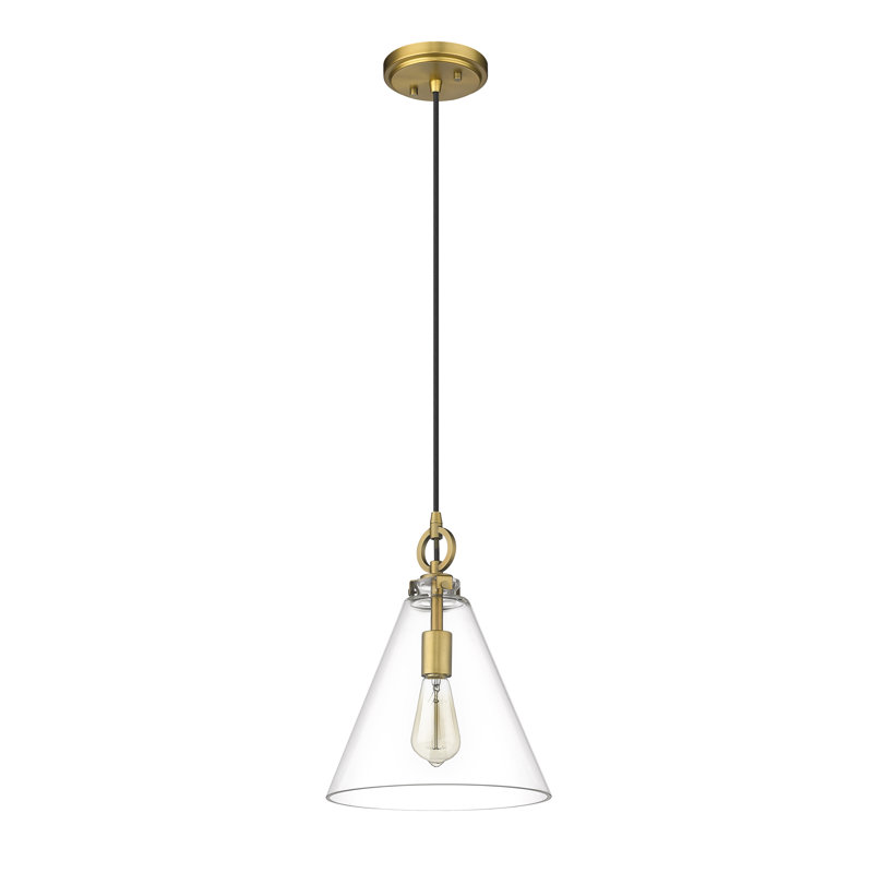 Luminaire suspendu 1 lumière Pays de Galles, H 124 po x l 11,5 po x P 11,5 po, Laiton frotté