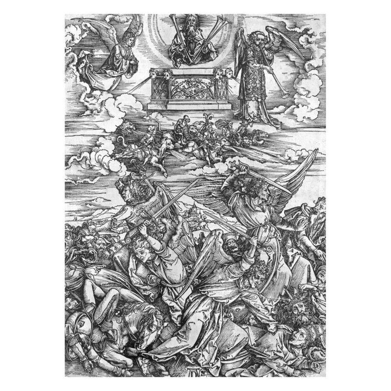 Scène de l'Apocalypse «The Four Vengeful Angels» par Albrecht Dürer, reproduction de giclée, H 28 po x l 22 po
