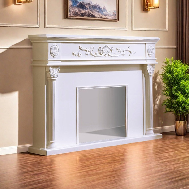 Foyer moderne moderne avec des sculptures élégantes, Blanc, H 47,24 po x l 62,99 po x P 12,99 po