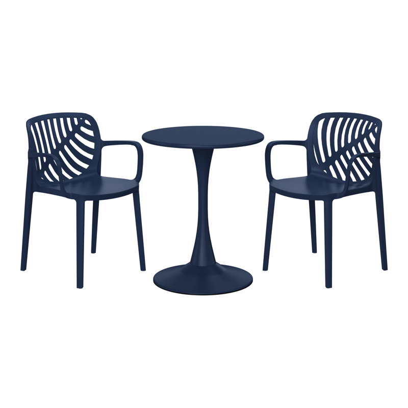 Ensemble repas extérieur 2 personnes, H 28,5 po x l 23,5 po x P 23,5 po, Marine, 2