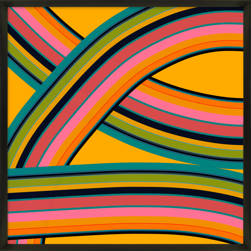 Fiesta Twist By Jacques Pilon - Framed Wall Art, 36" H x 36" W x 1.25" D, Black Wood