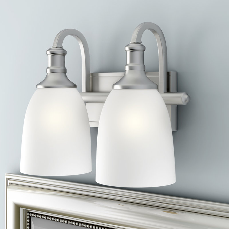 Éclairage pour salle de bain 2 lumières Falbo, Nickel satiné