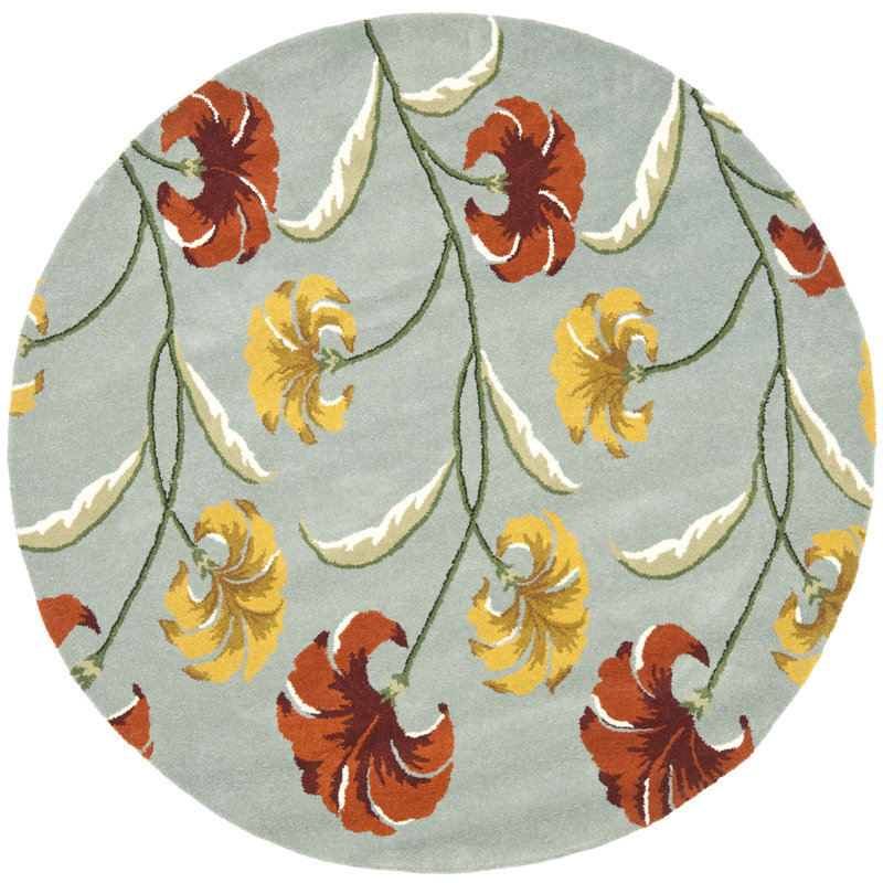 Avayah Soho Hand Tufted Wool And Viscose Floral Rug, Round 6'