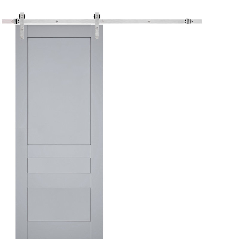 Veregio Panelled Wood Barn Door, 30" x 80", Grey