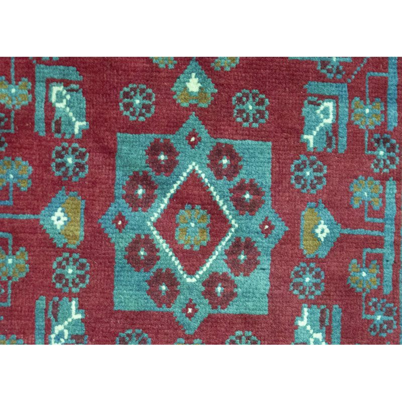 Wool Oriental Area Rug in Red/Light Green