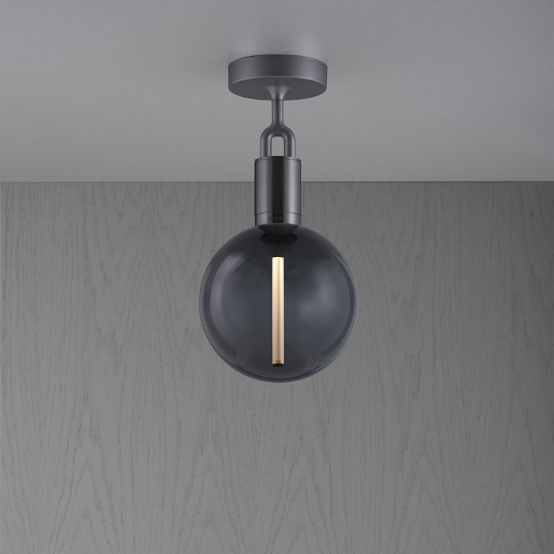 1 - Light Semi Flush Mount, Medium, Gun Metal, Opal