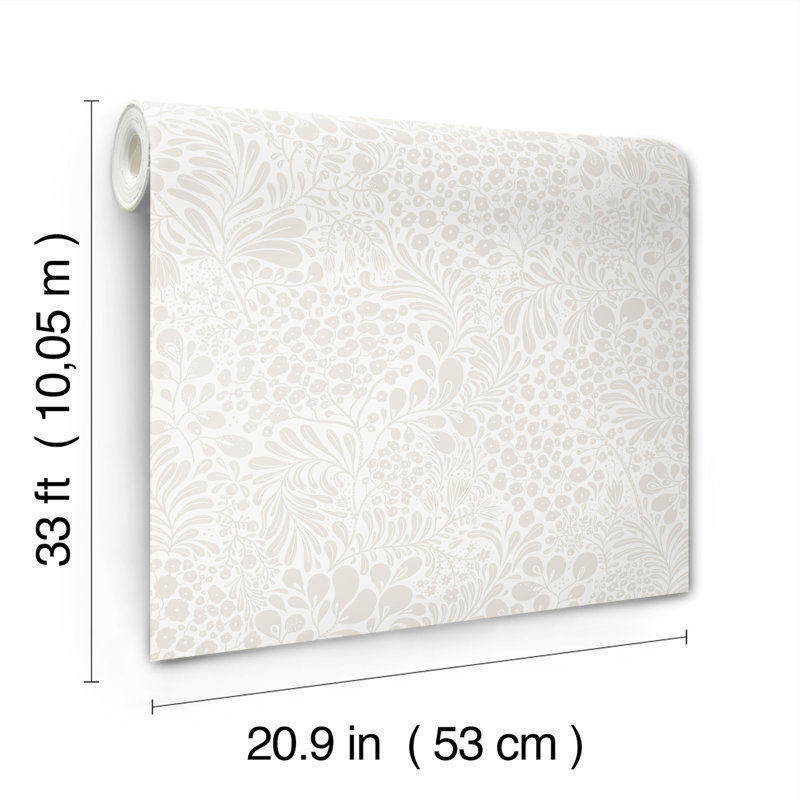 Papier peint botanique Siv Dove, Blanc