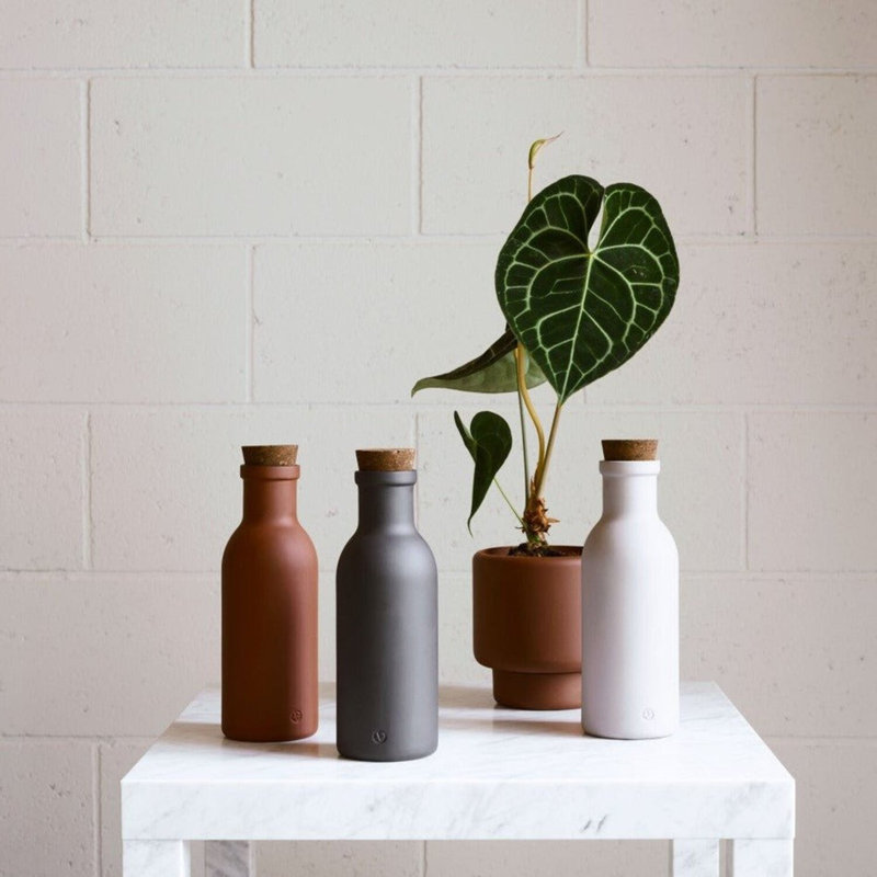 Porcelain Water Bottle W/ Natural Cork, Terracotta