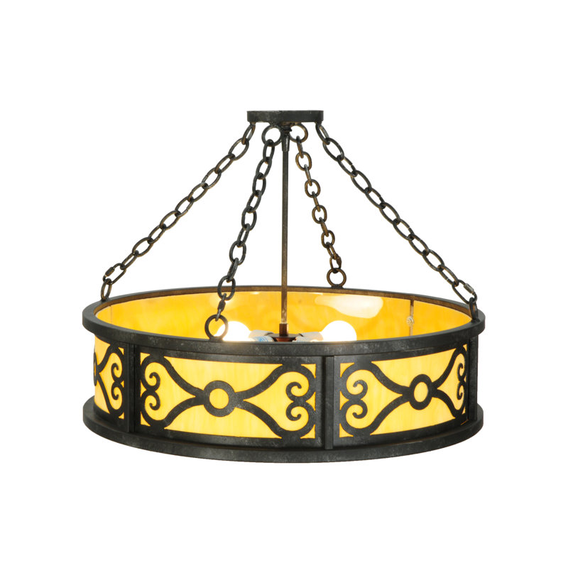 Luminaire suspendu tambour 4 lumières unique