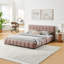 Grands lits tapissiers modernes, chenille rose avec rangement pour la maison