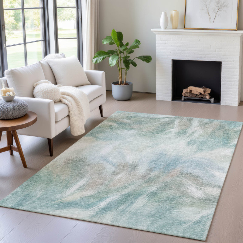 Machine Washable Indoor/Outdoor Xhevrie Sky Rug, Rectangle 10' x 14'