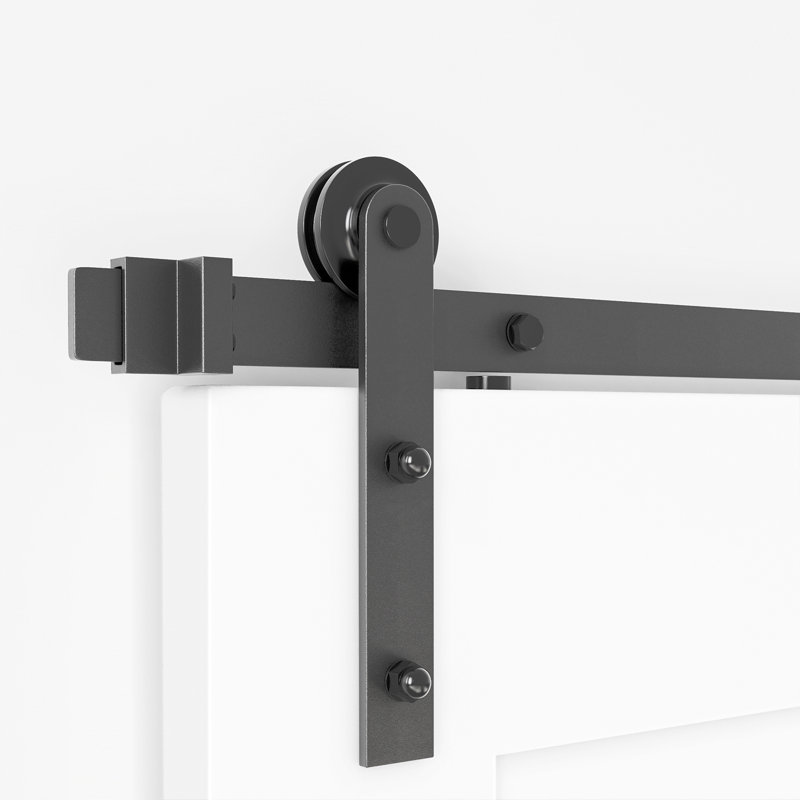 LAZ Black Steel Double Door Barn Door Hardware Kit Standard Double (NOT INCLUDE DOORS), 120 in.