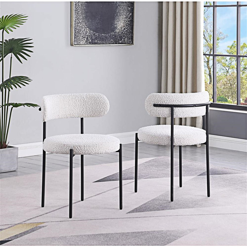 Chaise de salle à manger rembourrée (ensemble de 2), Crème, crème