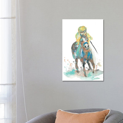 A Jockey And His Horse by Jessica Mingo - Wrapped Canvas Painting