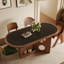 Table de salle à manger ovale brune en fritté avec compartiment de rangement latéral-538960581