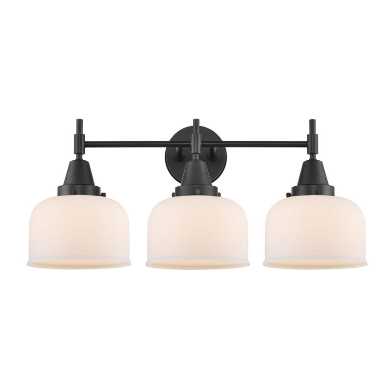 Éclairage pour meuble-lavabo à 3 lumières à intensité variable Gayle, Ampoule DEL rétro 4 watts, Blanc mat, Noir mat