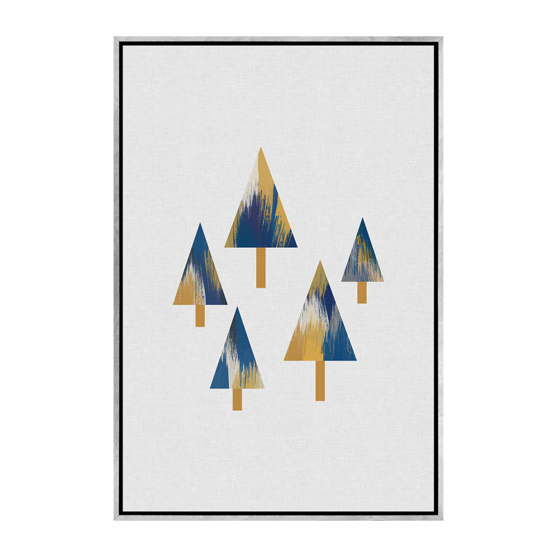 «Trees» par Orara - impression d'art graphique, Pas de tapis, H 60 po x l 40po x P 1,5 po, Toile avec cadre argenté