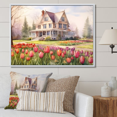 «Countryside Tulip Flowers Field I», reproduction sur toile