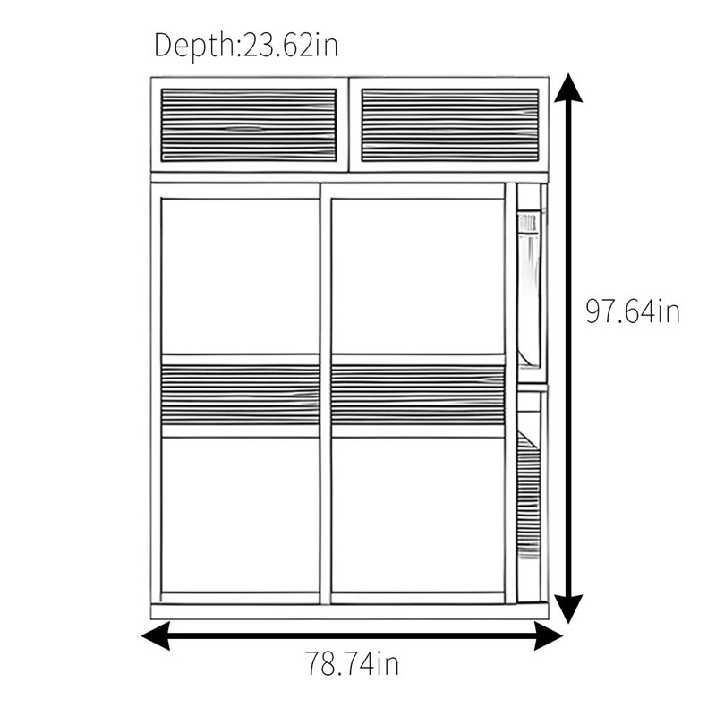 Armoire rétro en rotin tissé classique, H 97,64 po x l 78,74 po x P 23,62 po