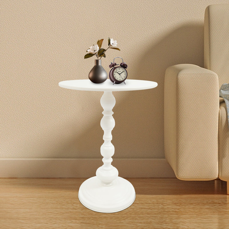 Table de bout en métal l 15,7 po, Blanc