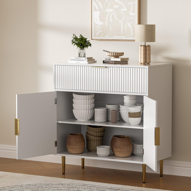 Buffet avec tablettes réglables, Blanc