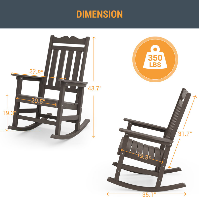 Chaise Adirondack à bascule d'extérieur, Brun